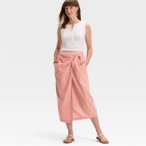 Universal Thread Coral Striped Midi Skirt